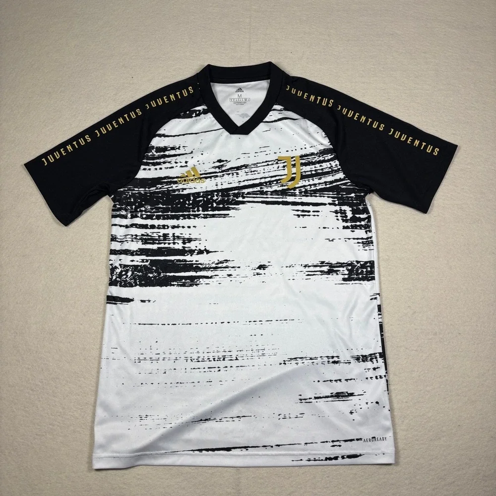 Juventus Shirt Mens Medium White Black Gold Soccer Adidas‎ AEROREADY